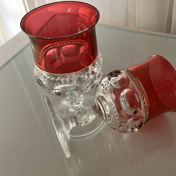 Vintage Ruby Red Kings Crown Juice Glasses - Picture 5 of 8